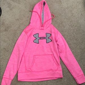 Girls underarmour neon pink hoodie